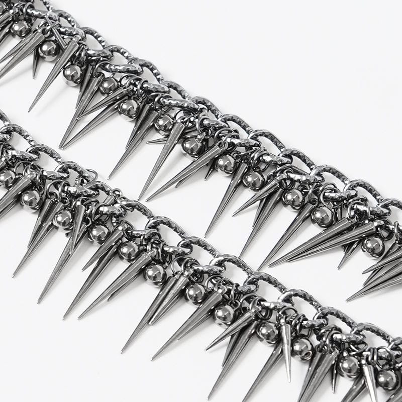 DEVIL FASHION Women's Punk Studded Layered Necklace