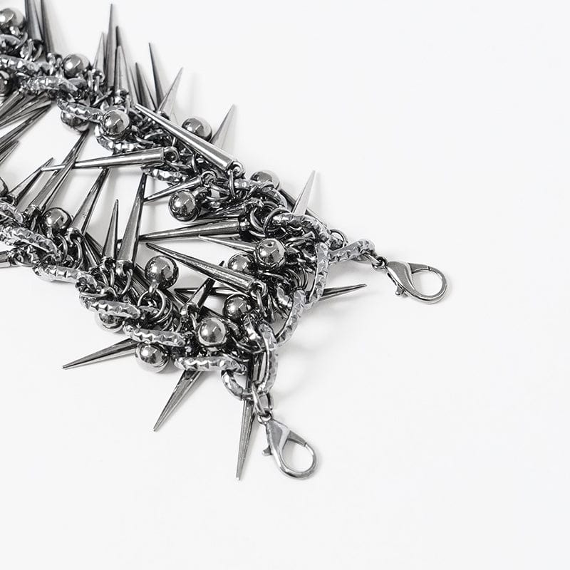 DEVIL FASHION Women's Punk Studded Layered Necklace