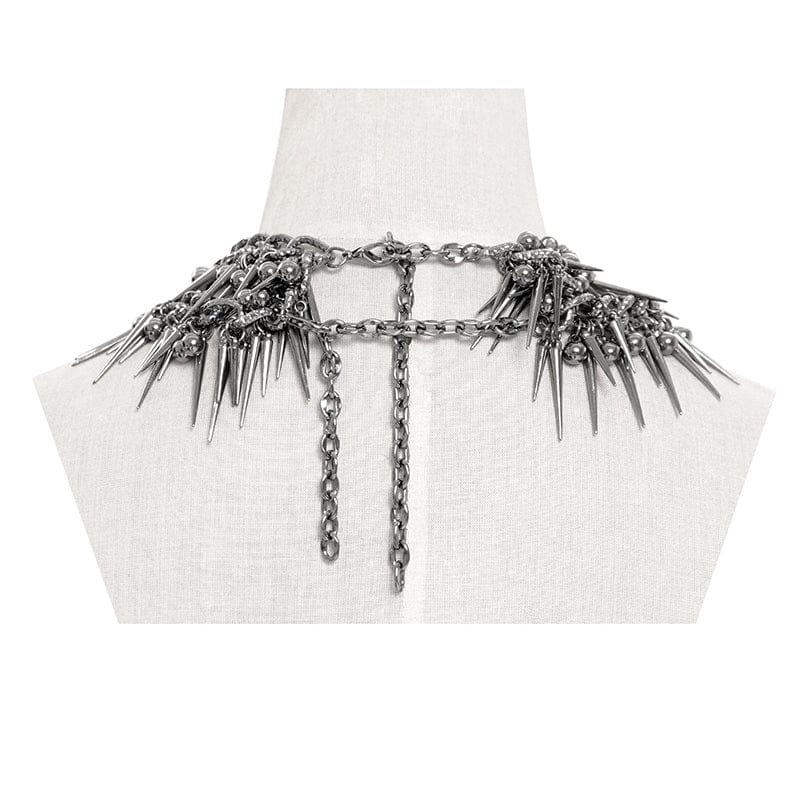 DEVIL FASHION Women's Punk Studded Layered Necklace