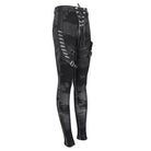 DEVIL FASHION Women's Punk Tie-dyed Buckle Lace-Up Leggings Black