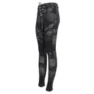 DEVIL FASHION Women's Punk Tie-dyed Buckle Lace-Up Leggings Black