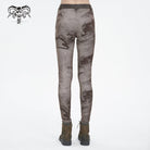 DEVIL FASHION Women's Punk Tie-dyed Buckle Lace-Up Leggings Coffee