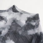 DEVIL FASHION Women's Punk Tie-dyed Strappy Long Sleeved Shirt