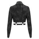 DEVIL FASHION Women's Punk Turn-down Collar Cutout Studded Shirt