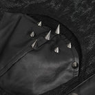 DEVIL FASHION Women's Punk Turn-down Collar Cutout Studded Shirt