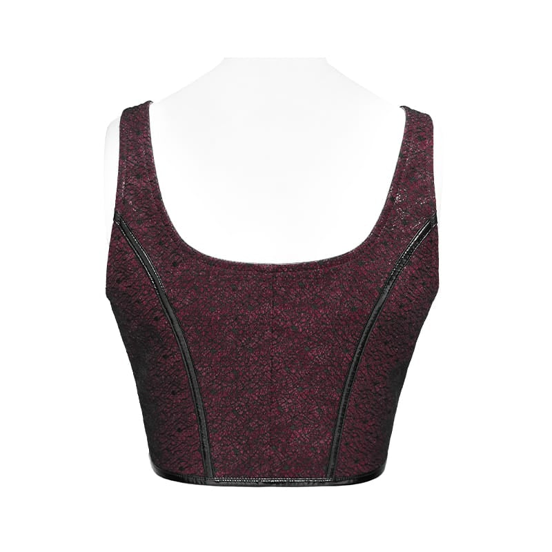 DEVIL FASHION Women's Punk Zip Front Adjustable Strap Bustier