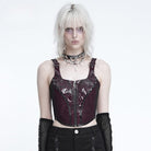 DEVIL FASHION Women's Punk Zip Front Adjustable Strap Bustier