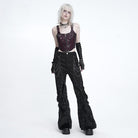 DEVIL FASHION Women's Punk Zip Front Adjustable Strap Bustier