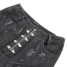 DEVIL FASHION Women's Punk Zipper-accented Pleated Flared Pants