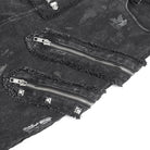 DEVIL FASHION Women's Punk Zipper-accented Pleated Flared Pants