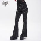 DEVIL FASHION Women's Punk Zipper-accented Pleated Flared Pants
