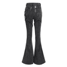 DEVIL FASHION Women's Punk Zipper-accented Pleated Flared Pants