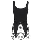 DEVIL FASHION Women's Short Ripped Detailed Punk Tank Tops
