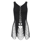 DEVIL FASHION Women's Short Ripped Detailed Punk Tank Tops