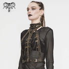 DEVIL FASHION Women's Steampunk Brown Body Harness with Brass Chain