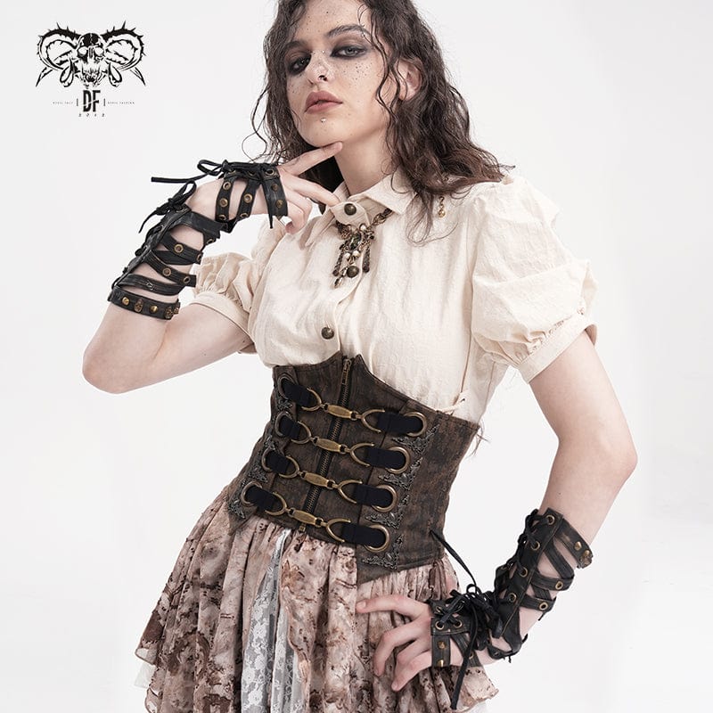 DEVIL FASHION Women's Steampunk Lace-up Zip Underbust Corset