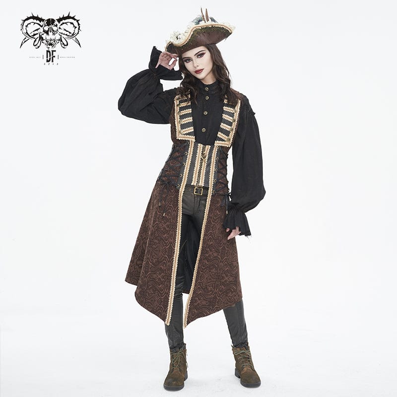 DEVIL FASHION Women's Steampunk Ruffled Lace Splice Feather Hat