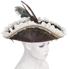 DEVIL FASHION Women's Steampunk Ruffled Lace Splice Feather Hat