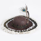 DEVIL FASHION Women's Steampunk Ruffled Lace Splice Feather Hat
