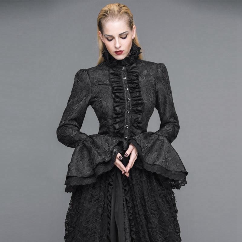 DEVIL FASHION Women's Vintage Victorian Short Lace Top