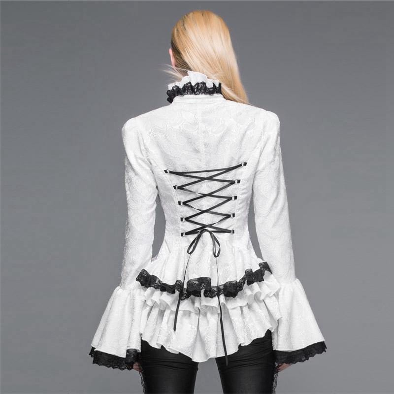 DEVIL FASHION Women's Vintage Victorian Short Lace Top