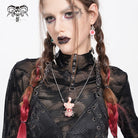 DEVIL FASHION Women's Weirdcore Alien Mechanical Elements Necklace Pink