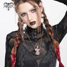 DEVIL FASHION Women's Weirdcore Alien Mechanical Elements Necklace Silver Gray