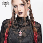 DEVIL FASHION Women's Weirdcore Alien Mechanical Elements Necklace Silver Gray