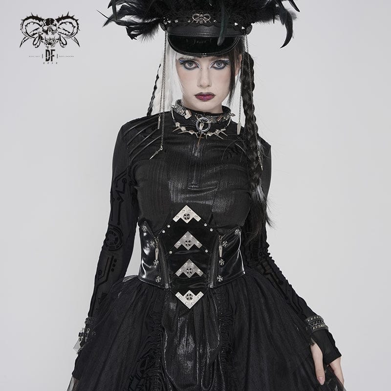 DEVILFASHION Women's Cyberpunk Circuit Board Printed Shirt