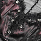 DEVILFASHION Women's Gothic Bat Spider Lace-up Halterneck Dress Black-Red