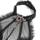 DEVILFASHION Women's Gothic Bat Spider Lace-up Halterneck Dress Black-Red