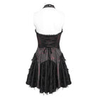 DEVILFASHION Women's Gothic Bat Spider Lace-up Halterneck Dress Black-Red