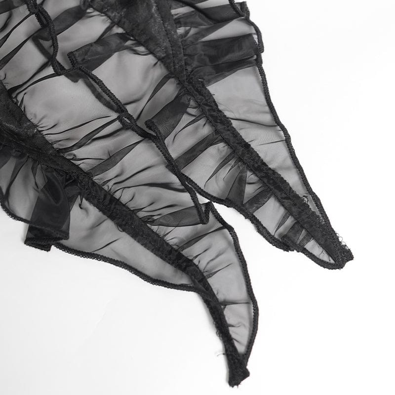 DEVILFASHION Women's Gothic Buckle-up Printed Ruffled Short Skirt