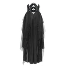 DEVILFASHION Women's Gothic Irregular Mesh Printed Lace-up Long Skirt