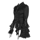 DEVILFASHION Women's Gothic Pinstripe Drawstring Flared Sleeved Shirt Black