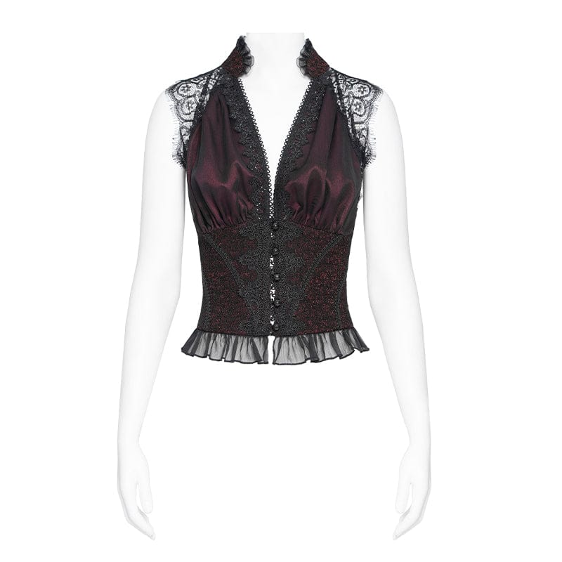 DEVILFASHION Women's Gothic Plunging Cutout Sleeveless Vest