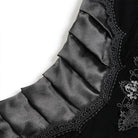 DEVILFASHION Women's Gothic Plunging Pleated Maxi Dress Black