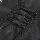 DEVILFASHION Women's Gothic Ruffled Stand Collar Puff Short Sleeved Shirt Black