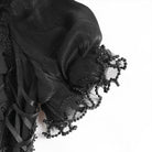 DEVILFASHION Women's Gothic Ruffled Stand Collar Puff Short Sleeved Shirt Black