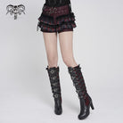 DEVILFASHION Women's Grunge Star Layered Plaid Falbala Shorts