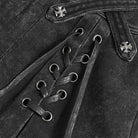 DEVILFASHION Women's Punk Cross Eyelets High/Low Pleated Skirt