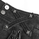 DEVILFASHION Women's Punk Cross Eyelets High/Low Pleated Skirt