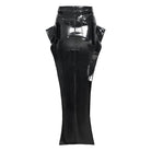DEVILFASHION Women's Punk Eyelet Straps Zip Long Skirt