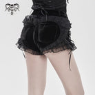 DEVILFASHION Women's Punk Floral Mesh Ruffled Lace-up Shorts