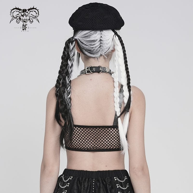 DEVILFASHION Women's Punk Heart Buckle-up Zip Bustier