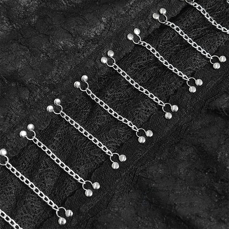 DEVILFASHION Women's Punk Irregular Chained Streamer Skirt