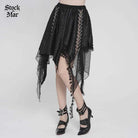 DEVILFASHION Women's Punk Irregular Chained Streamer Skirt