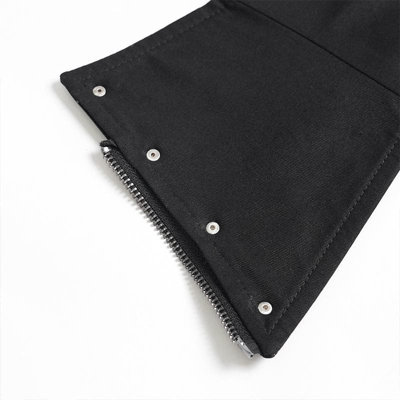 DEVILFASHION Women's Punk Irregular Cross Skull Zip Underbust Corset