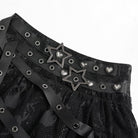 DEVILFASHION Women's Punk Irregular Skull Eyelet Straps Mesh Skirt Black