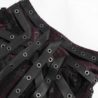 DEVILFASHION Women's Punk Irregular Skull Eyelet Straps Mesh Skirt Black-Red